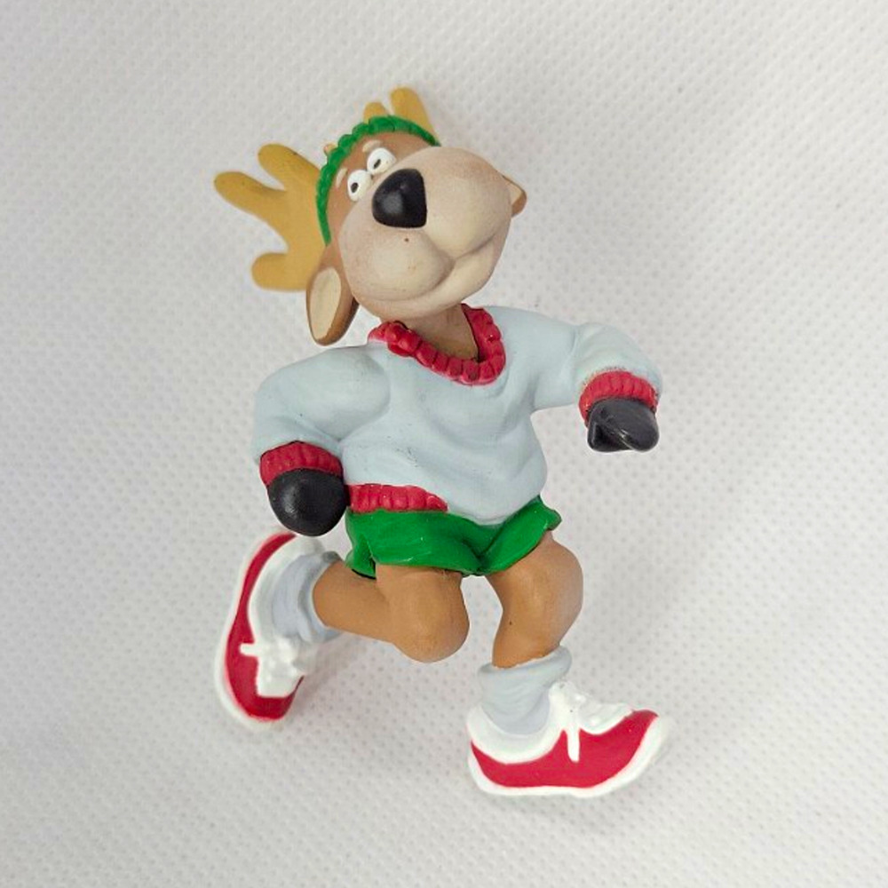 Hallmark 1986 Reindeer Figurine Plastic Animals Theme Red Green White Brown